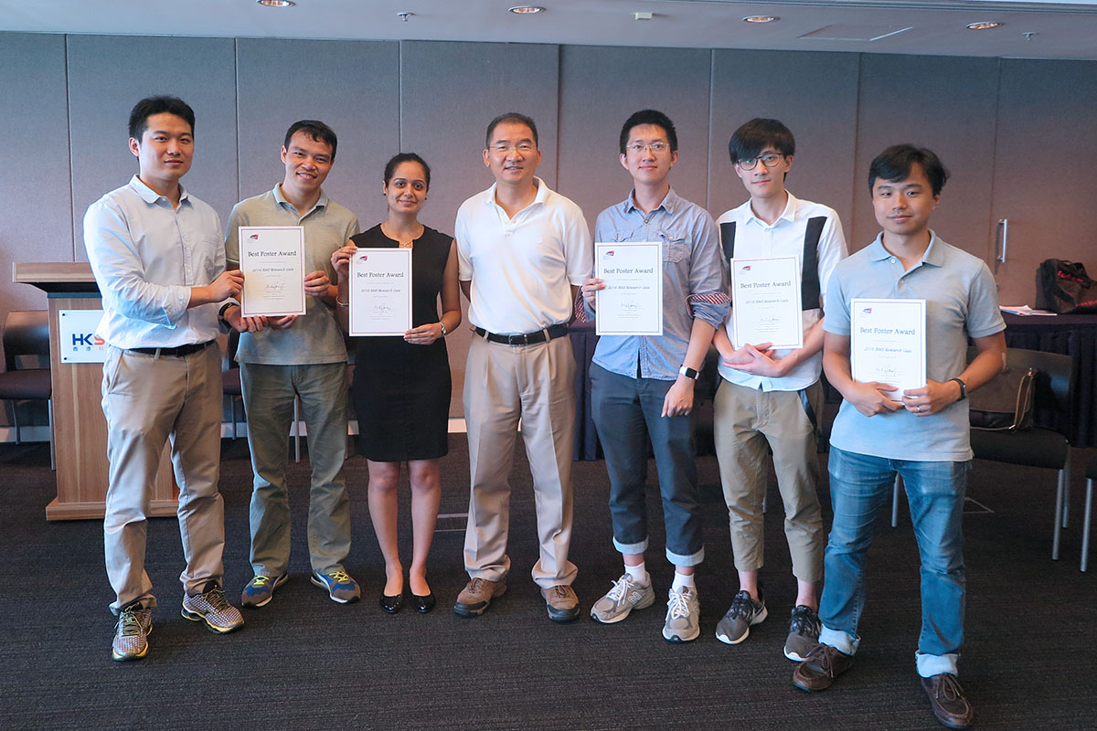 Prof. Michael Yang (Centre) with the winners of the Best Poster Award (from left) Bing Cao, Jun Wang, Guneet Kaur, Feng Gao, Bennett Ngan Pan Au and Xi Chen.