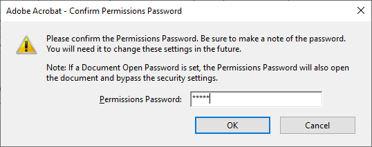 Confirm Permissions Password