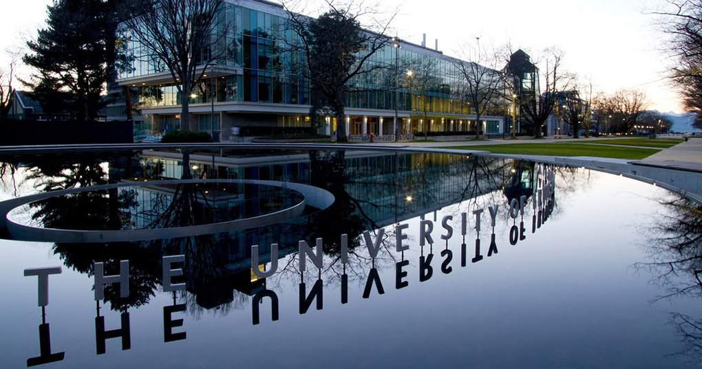 The Martha Piper Plaza fountain, a signature highlight of UBC.