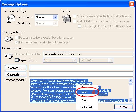 Right-click mouse button and select Copy