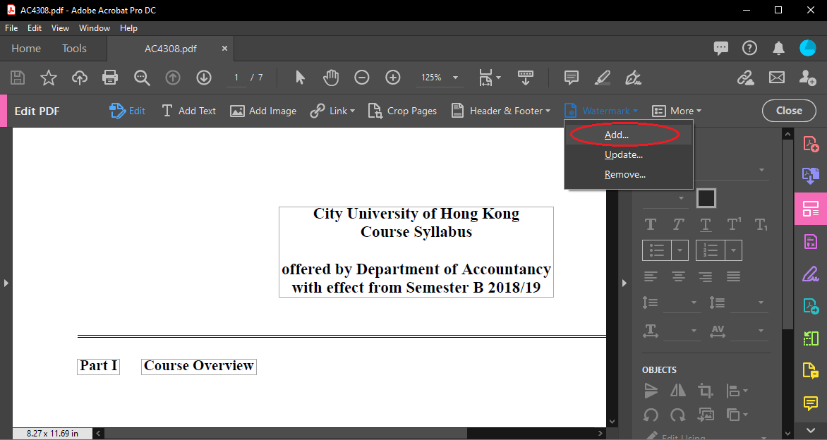 adobe 8 pdf add page numbers