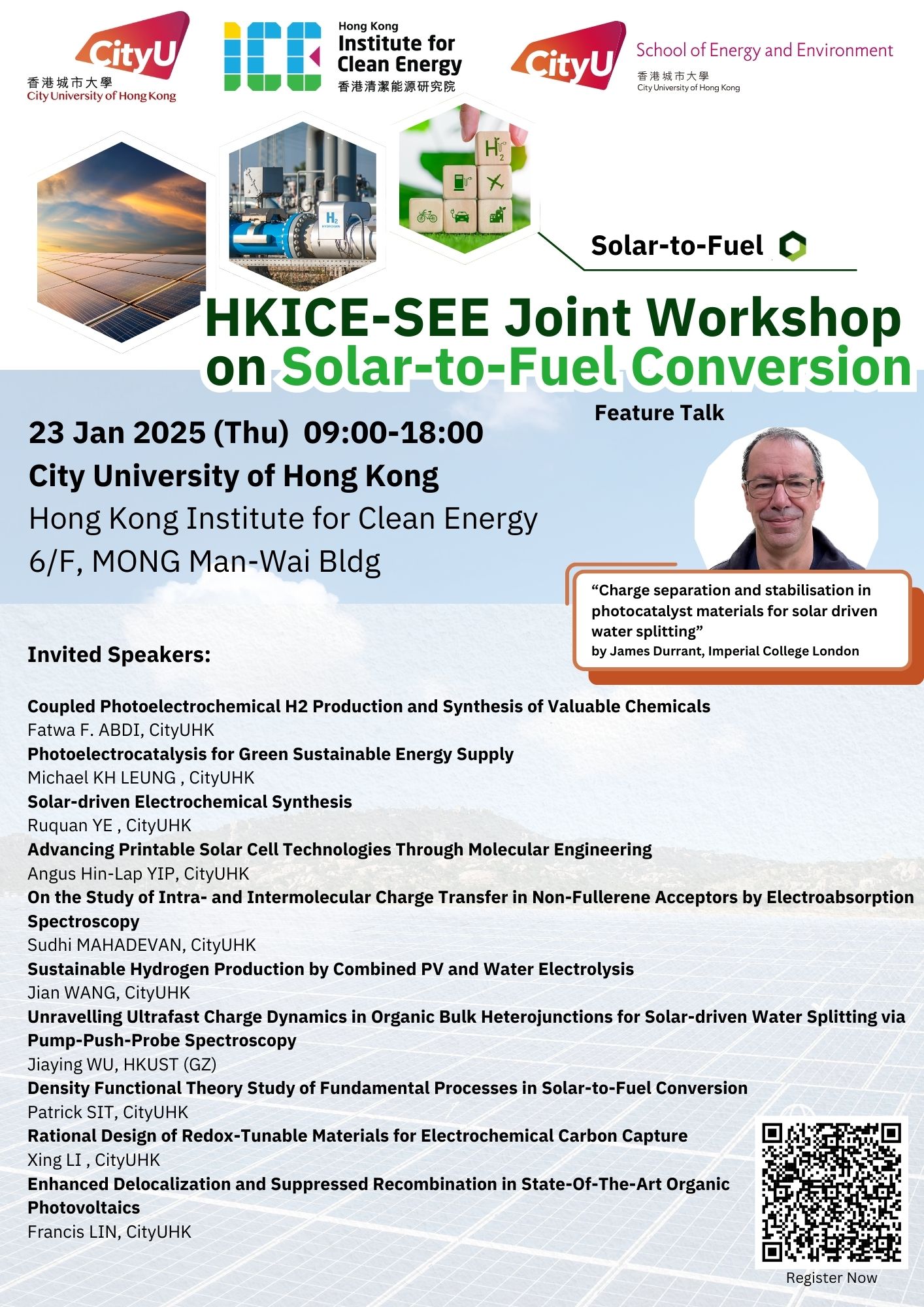 HKICE-SEE Joint Workshop on Solar-to-Fuel Conversion